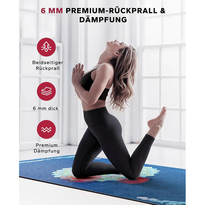 Йога мат HAPBEAR XXL: широка, спортивна, фітнес-мат з антиковзаючим покриттям 198x137 см / 183x116 см / 6 мм, надзвичайно міцна, для пілатесу, тренажерного залу, дому, тренувань, зелена