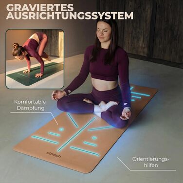 Преміум набір для йоги STAASH: антиковзкий килимок з PU та натурального каучуку (4,5 мм), рушник, ремінь та наколінник, Мока-бежевий