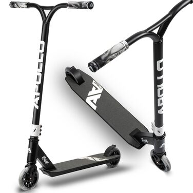 Скутер Apollo Hawk - фрістайл для дітей та дорослих, трюковий ролер, чорний/білий