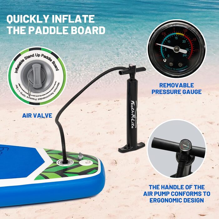 Надувна SUP-дошка Funwater 335x82x15 см для дорослих і дітей з насосом, веслом, плавниками, водонепроникним чохлом для телефону та страховочним шнуром