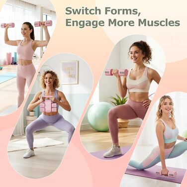 Набір змінених гантелей для жінок 1-5 кг, 2 шт. 4-в-1. Гантелі для дому, силових тренувань. Підходять для жінок та чоловіків.