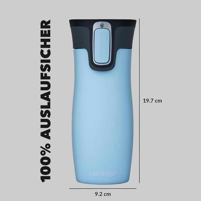 Термокружка Contigo West Loop Autoseal 470 мл, нержавіюча сталь, для кави та чаю, з кришкою від протікання (Iced Aqua)