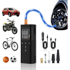 Електричний насос для велосипеда, авто, мотоцикла та м'ячів: 150 PSI, 25000 mAh, LED-ліхтар, перезаряджається