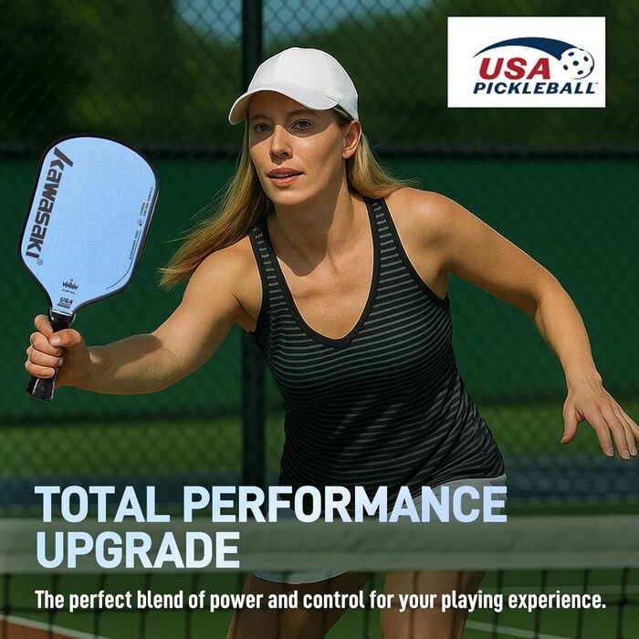 Рікетбол ракетка Kawasaki T700 з карбоновою поверхнею 14 мм, серцевиною з PP Honeycomb (CFS), схвалена USAPA, для змагань, з чохлом/намотуванням (серія King 6) Коричнева