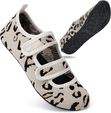 Водні шльопанці/черевики WateLves для плавання та відпочинку на пляжі (унісекс, леопардовий принт, колір: світло-коричневий, розмір 38/39 EU)