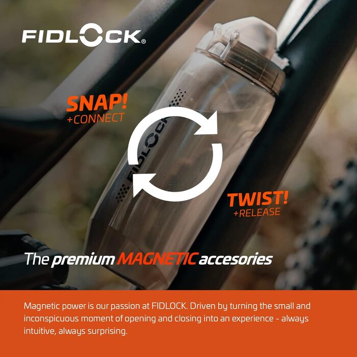 Велосипедна пляшка Fidlock Twist 590 мл, прозора з чорною кришкою, з магнітним кріпленням