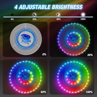 Літаючий кільце HYES 2 шт. з LED підсвіткою для дітей, 45 світлодіодів, 14 режимів, акумуляторне, 25.5 см + 20 см, біле