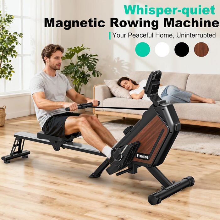 Магнітний тренажер для дому з регулюванням опору (16 рівнів), тихий (<30dB), складаний (0,28м²), синхронізація з Kinomap APP, максимальне навантаження 160 кг - ідеальний для кардіотренувань та загальної фізичної підготовки, з імітацією текстури дерева