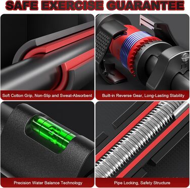 Турнік для дверного прорізу Klimmzugstange – Регульований 65–100 см без свердління – З вбудованим рівнем, зубчастим фіксатором та пружинними стабілізаторами – Спортивна стійка для дому