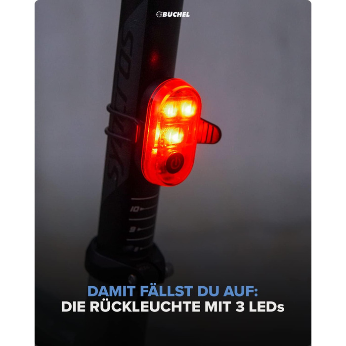 Комплект велосипедних ліхтарів Büchel BLC 720 70/30/15 Люкс, LED, передній і задній, StVZO, до 14 годин роботи, акумуляторні, micro-USB