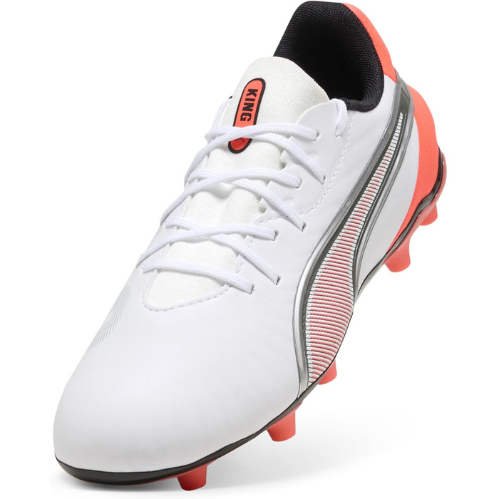 Дитячі футбольні бутси PUMA King Match FG/AG Jr - біло-червоно-срібні (33 EU)