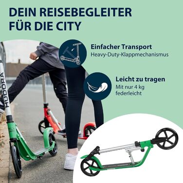 Самокат HUDORA BigWheel Pure алюмінієвий, складаний, до 100 кг, з підніжкою, для дорослих і підлітків