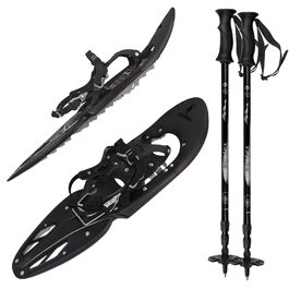 Снігоступи Alpidex 29 дюймів (46-48) для ваги до 140 кг з підйомником та сумкою, чорні (з палицями)
