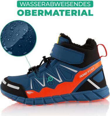 Черевики для ходьби жіночі та чоловічі, зимові, з утеплювачем, кольори: синій, помаранчевий, розмір 43 EU