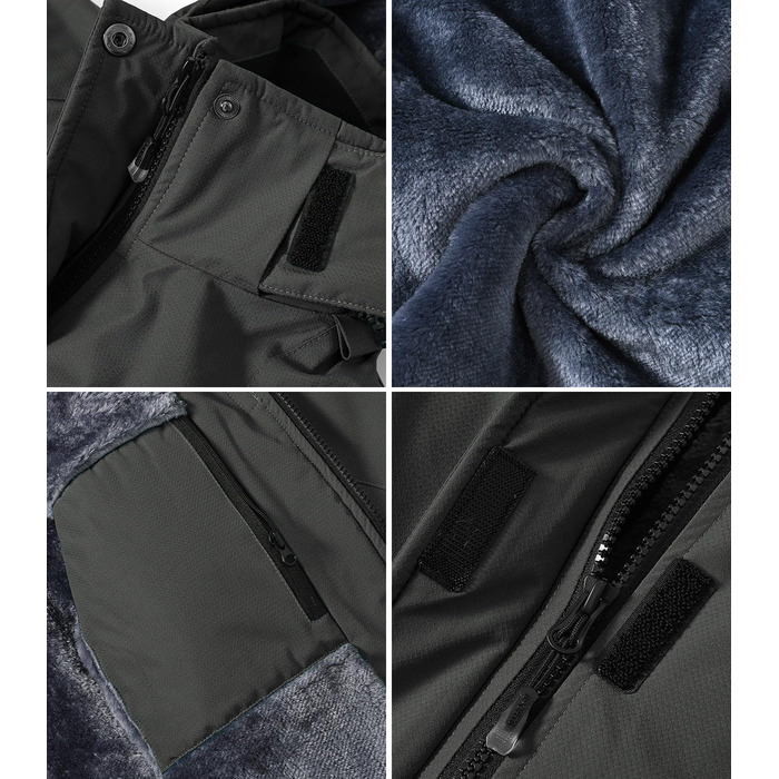 Зимова куртка Daen Outdoor: вітронепроникна, водонепроникна Softshell з флісовою підкладкою, для катання на лижах, функціональна, з капюшоном (M, темно-сірий)