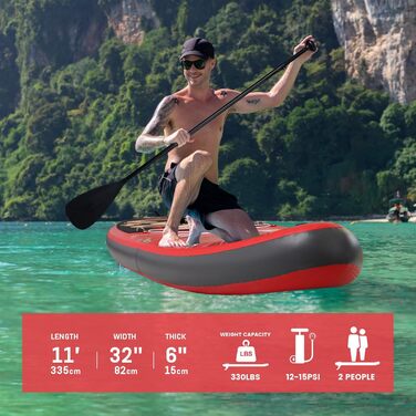 Надувна SUP-дошка FEATH-R-LITE для дорослих і підлітків, комплект: помпа, рюкзак, весло, ремінь, червоний дракон, для всіх рівнів
