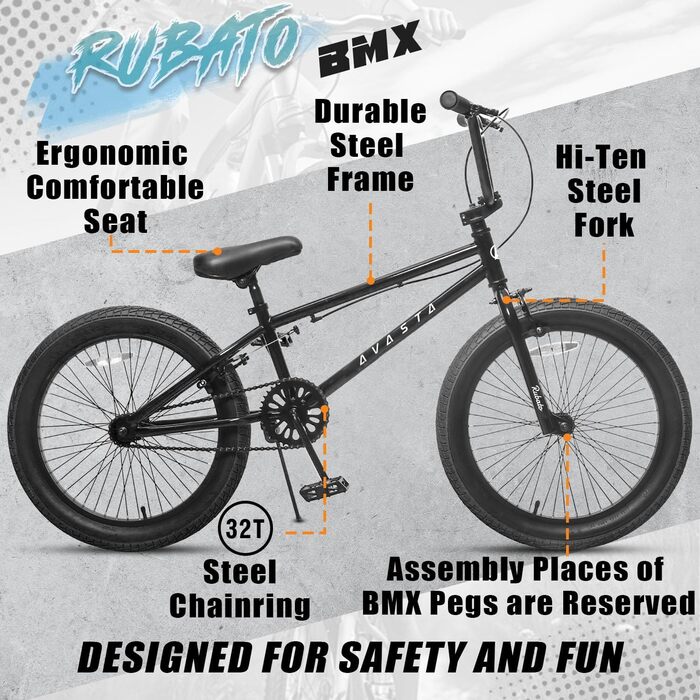 Дитячий BMX велосипед AVASTA Freestyle для дітей від 5 років, кілька кольорів, для початківців