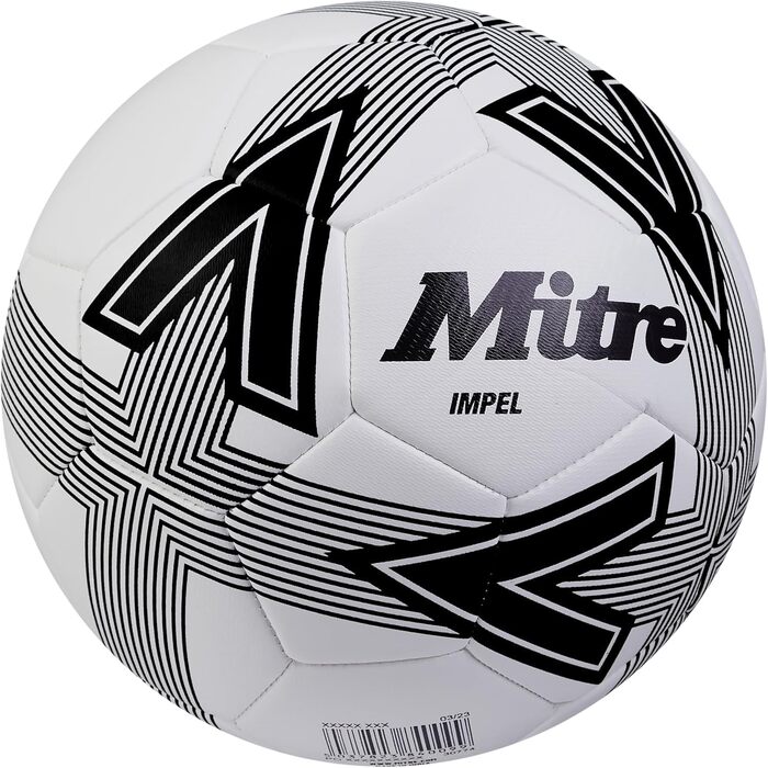 Футбольний м'яч Mitre Impel L30P біло-чорний, зносостійкий та стійкий до деформації