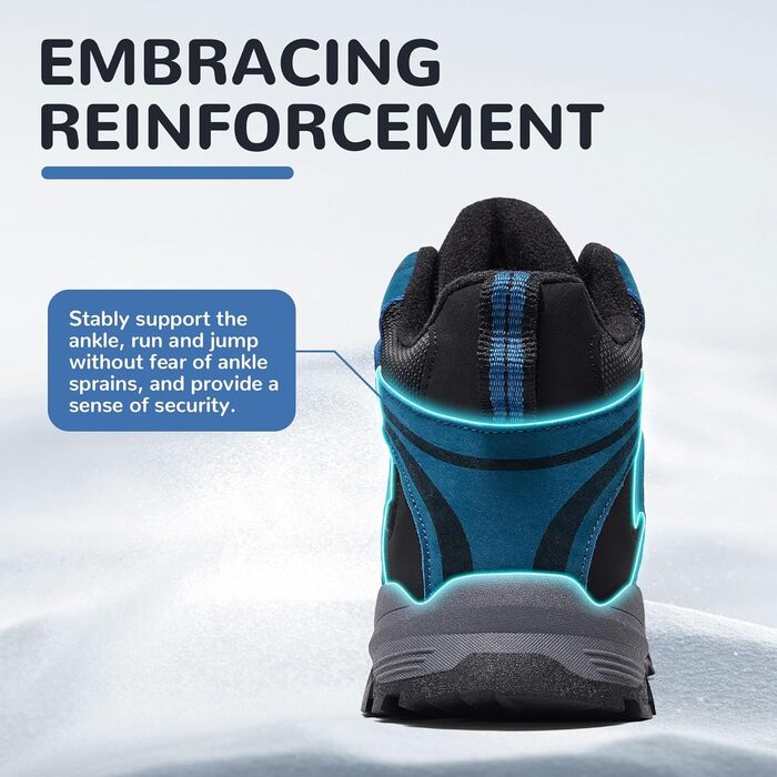 Дитячі зимові черевики ASHION для хлопчиків та дівчаток, снігоступи, теплі, з підкладкою, трекінгові черевики (33 EU, небесно-блакитний)