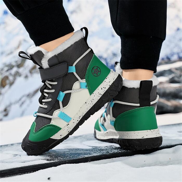 Водонепроникні зимові черевики для дітей - зимові чоботи для дівчаток та хлопчиків, утеплені, для активного відпочинку, антиковзаючі, розмір 28 EU, зелені