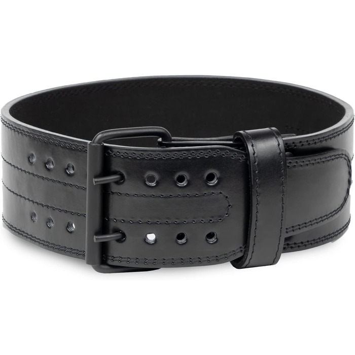 Пояс для важкої атлетики, 6 мм, з натуральної шкіри, подвійні шипи, міцний, 10,2 см шириною, сильна стабілізуюча спина для станової тяги, присідань, пауерліфтингу (Чорний, X-Small)