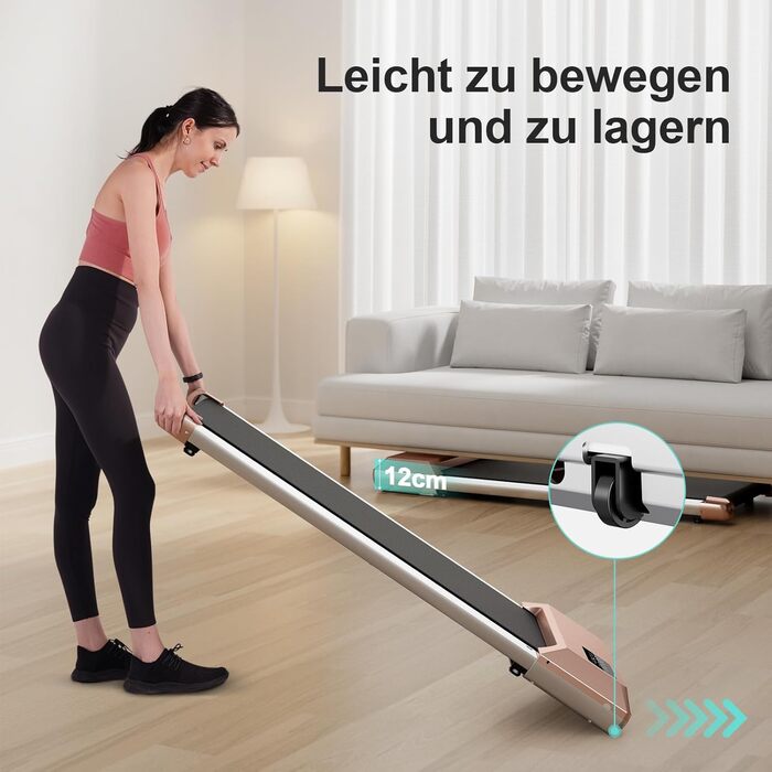 Біговий килимок DeerRun Walking Pad з робочим столом, до 136 кг, тиха робота 2.5PS, професійні курси та мультиплеєрні змагання Gold 80 см
