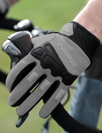 Рукавички INBIKE MTB для мотокросу та гірського велосипеда з захистом пальців TPR та SCR-подушечкою, сірі, розмір M