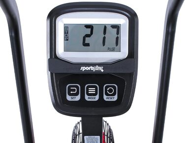 Велотренажер SportPlus Profi Air Bike з повітряним опором, HIIT, до 135 кг, чорний/червоний, сумісний із додатком, домашній фітнес