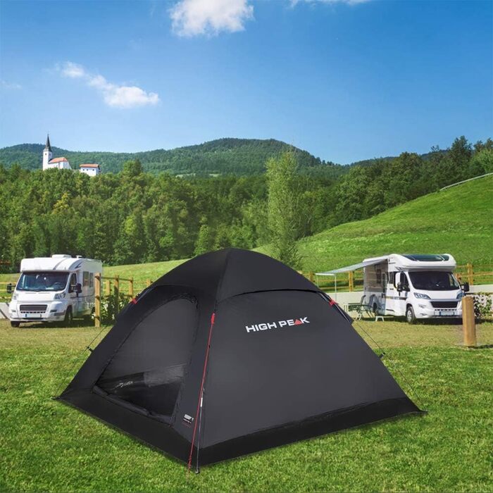 Купол-намет High Peak Monodome XL: намет для кемпінгу на 4 особи, іглу, фестивальний намет з підлогою, чорний