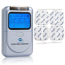 Пристрій TENS Axion STIM-PRO Comfort для терапії болю - комплект з 4 електродів 5x5 см | Reizstromgerät для лікування артрозу, артриту, болю в шиї, спині та суглобах | Сертифікований медичний продукт