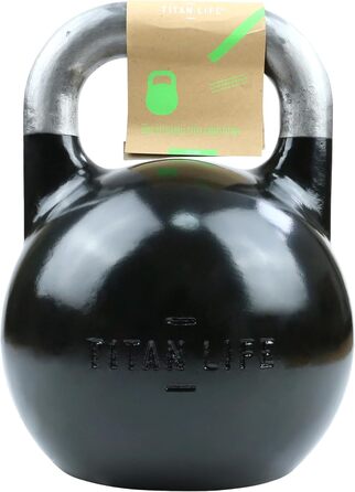 Професійна гиря TITAN LIFE PRO 10 кг зі сталі для змагань, чорна, велика опорна поверхня, легований сплав