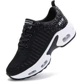 Жіночі кросівки для бігу з підтримкою склепіння стопи, повітряна подушка, комфортні снікерси, чорно-білі, 38.5 EU