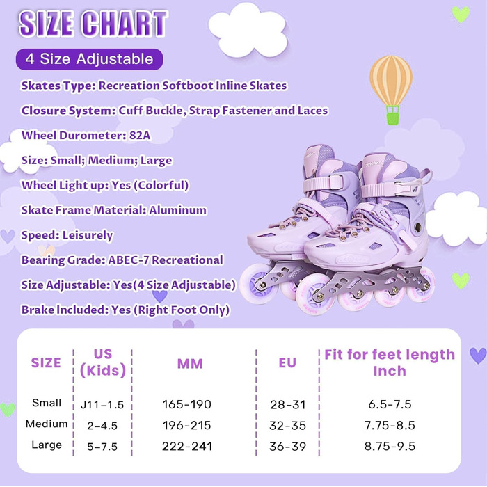 Дитячі ролики Kinder для дівчаток, регульовані, 4 розміри, для занять в приміщенні та на вулиці