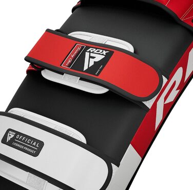 Шлагбафер RDX для бойових мистецтв, вигнутий захист для ударів ногами, кикбоксинг, муай-тай, шкіряне боксерське подушечка RDX, MMA, тайські подушечки, боксерські подушечки (1 шт.), універсальний розмір, червоний