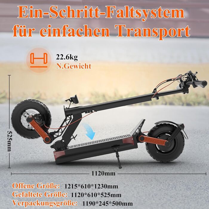 Електросамокат JOYOR S серії, 48/60В 13/18/26А·год, запас ходу 40-90 км, подвійні гідравлічні гальма, подвійна амортизація, складаний, 10-дюймові позашляхові шини