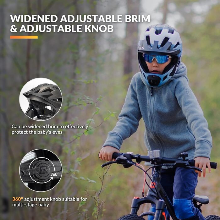 Шолом велосипедний ROCKBROS дитячий інтегрований Fullface знімним захистом підборіддя, розмір M (синій)