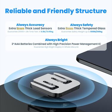 Ваги Vitafit для тіла з Bluetooth, аналіз складу тіла (жир, BMI, м'язи), максимальне навантаження 250 кг, точність, чорний