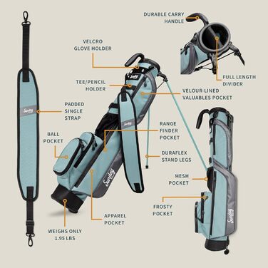 Гольф сумка Sunday Loma: легка сумка з ременем та стійкою – ідеальна для поля, Par 3 та Executive курсів