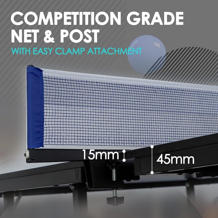 Стіл для пінг-понгу ZERRO складний, 15 мм MDF, 274x152.5x76 см, стандартний розмір, з сіткою, синій