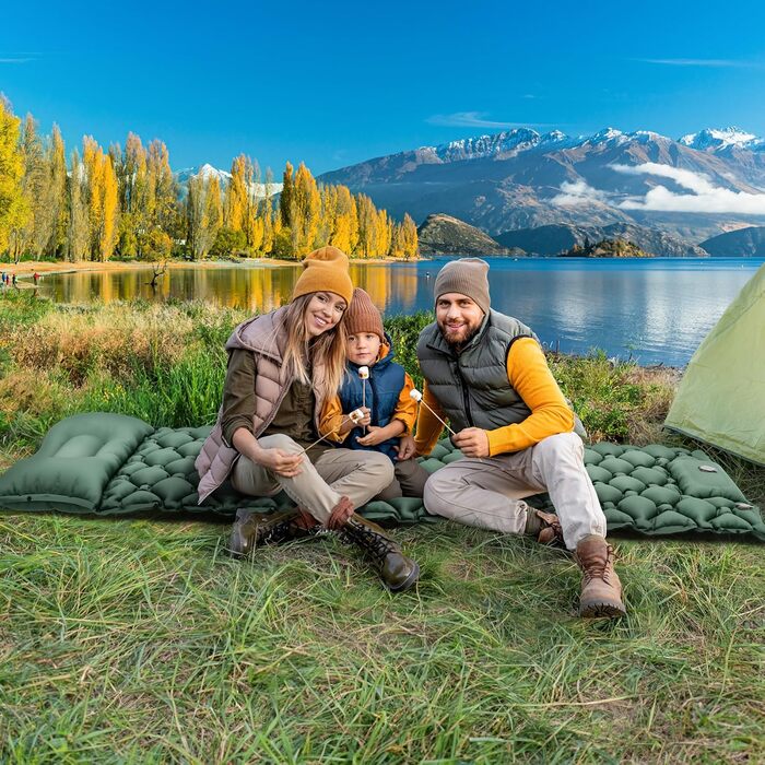 Килимок для кемпінгу YITAHOME самонадувний, ультралегкий, з вбудованим насосом та подушкою. Килимок для відпочинку на природі, подорожей та кемпінгу (зелений)