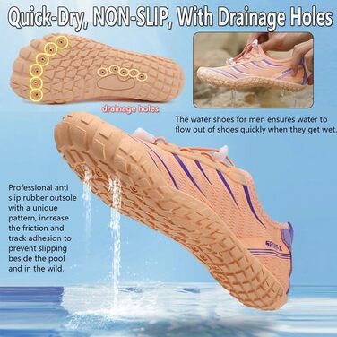 Чоловічі та жіночі аквашузи Ziitop: для плавання, серфінгу, йоги. Швидка сушка, розміри 36-46 EU, чорний колір