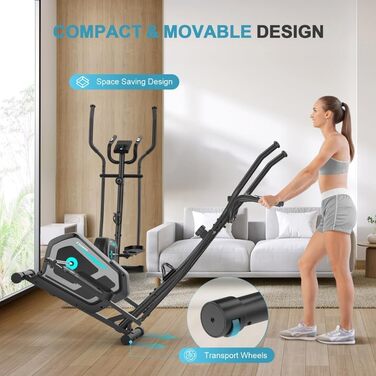 Еліптичний тренажер Crosstrainer 3-в-1 з LCD-монітором та Bluetooth, 16 рівнів опору, 6 кг маховик, до 130 кг, чорний
