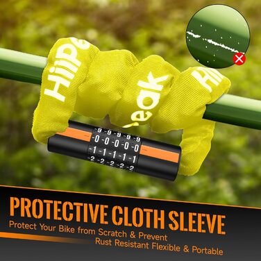 Надійне велозамок HiiPeak з 5-цифровим кодом, 94см/7мм, для велосипеда, мотоцикла, грилю (жовтий)