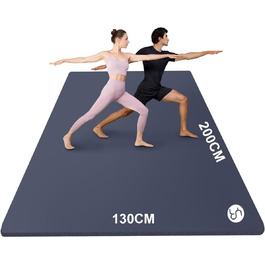 Йога мат RYTMAT XXL 200x130см: фітнес-мат для йоги, фітнесу, занять з дітьми та для людей похилого віку. Товщина 10/15/20 мм, NBR, великий, спортивний, тренувальний мат. Колір: блакитний/темно-синій