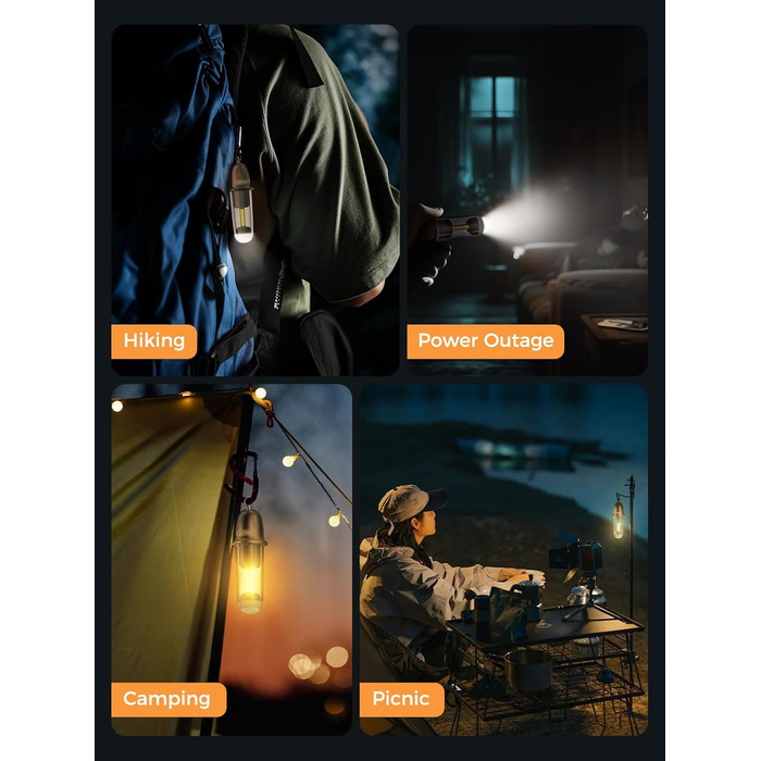 Ліхтар кемпінговий акумуляторний акумуляторний LED Shark з USB, IPX4, 5 кольорів, портативний, для відпочинку, походів, риболовлі, з брелоком