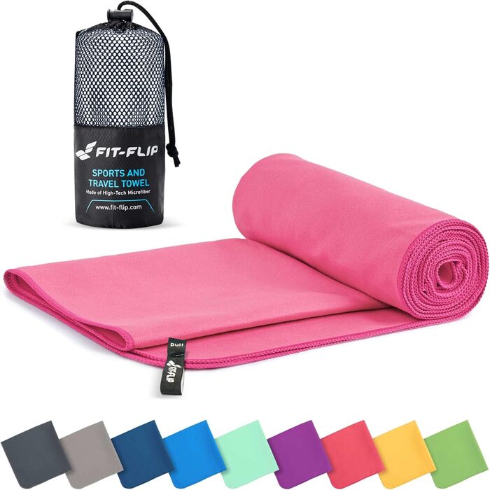 Рушник Fit-Flip з мікрофібри - компактний, швидковисихаючий, для спорту, подорожей, пляжу, сауни - 70x140 см, рожевий, 1 шт.