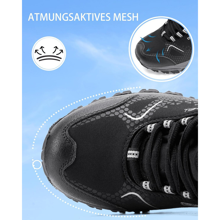 Туфлі для хайкінгу/трекінгу чоловічі та жіночі, водонепроникні, легкі, дихаючі, 38-46 EU (44 EU, чорний/сірий)