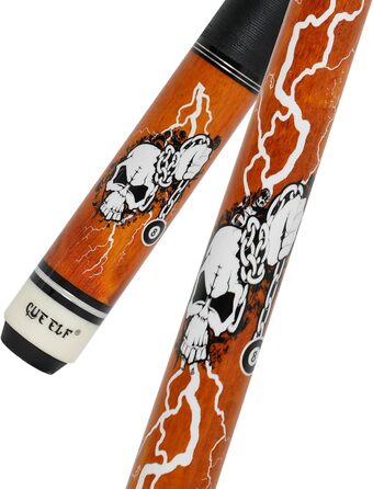 Професійний бик для більяру CUEELF з мотивом черепа, тверде дерево, канадський клен, 13 мм, чорна вершина