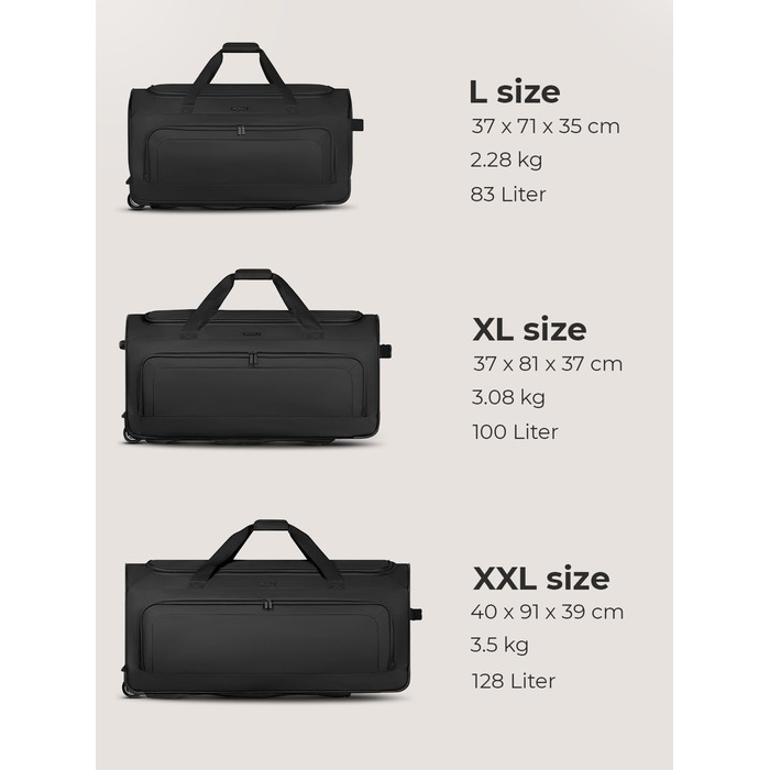 Велика дорожня сумка на колесах XXL 91 см, 128 л для чоловіків і жінок, Duffle Essentials