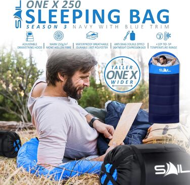 Спальний мішок SAIL XL для великих людей, 3-4 сезони, 1,6-2,7 кг, легкий, водонепроникний, для кемпінгу та подорожей